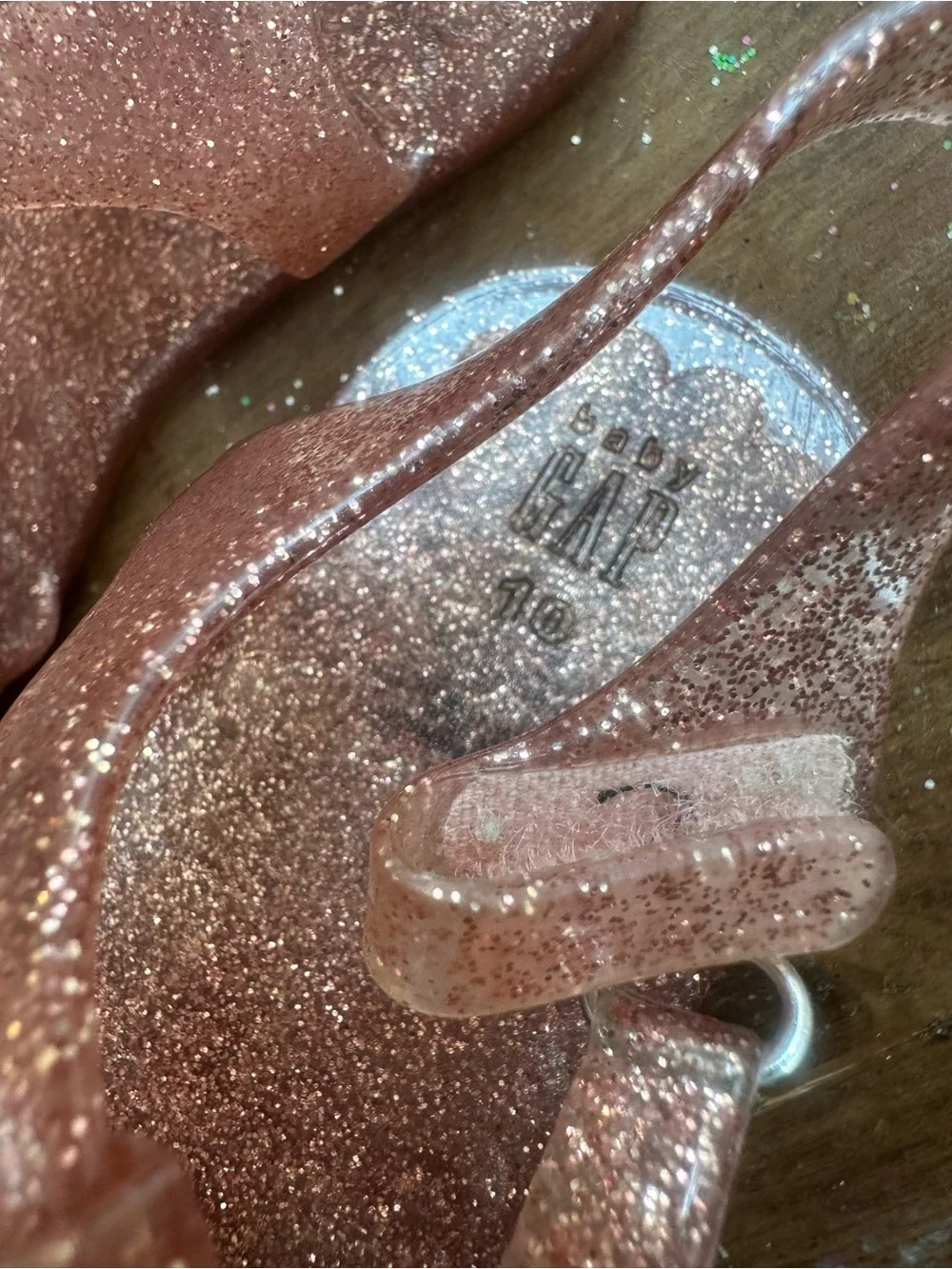 GAP Kids Glitter Jelly Sandals in Rose Gold